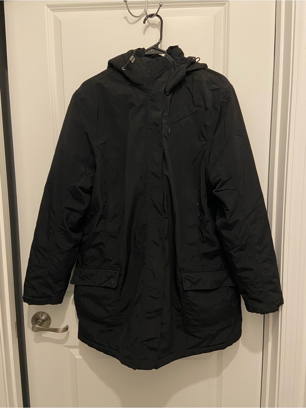 Lands' End Women's Black Hooded Puffer Coat